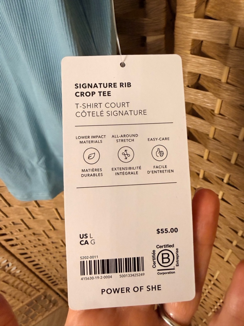 NWT Athleta Signature Rib Crop Tee Size Small Waterloo Blue - Picture 4 of 4